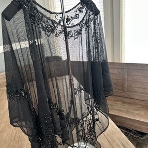 Black beaded dress shawl